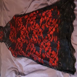 Cute black lace and red under choker style dress.